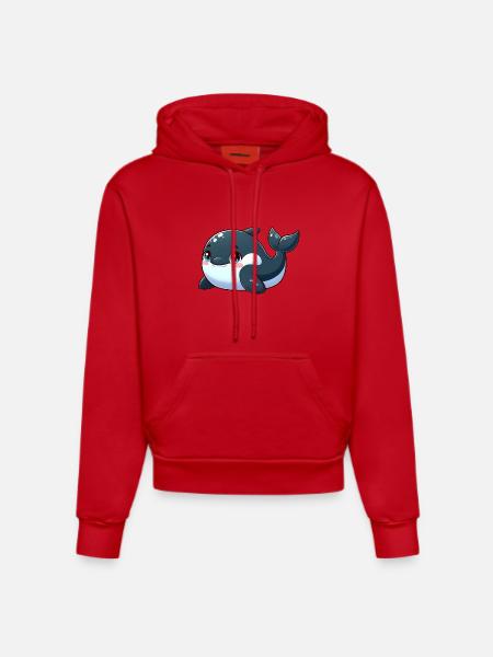 killer whale - Organic Fitted Hoodie Made in EU - red