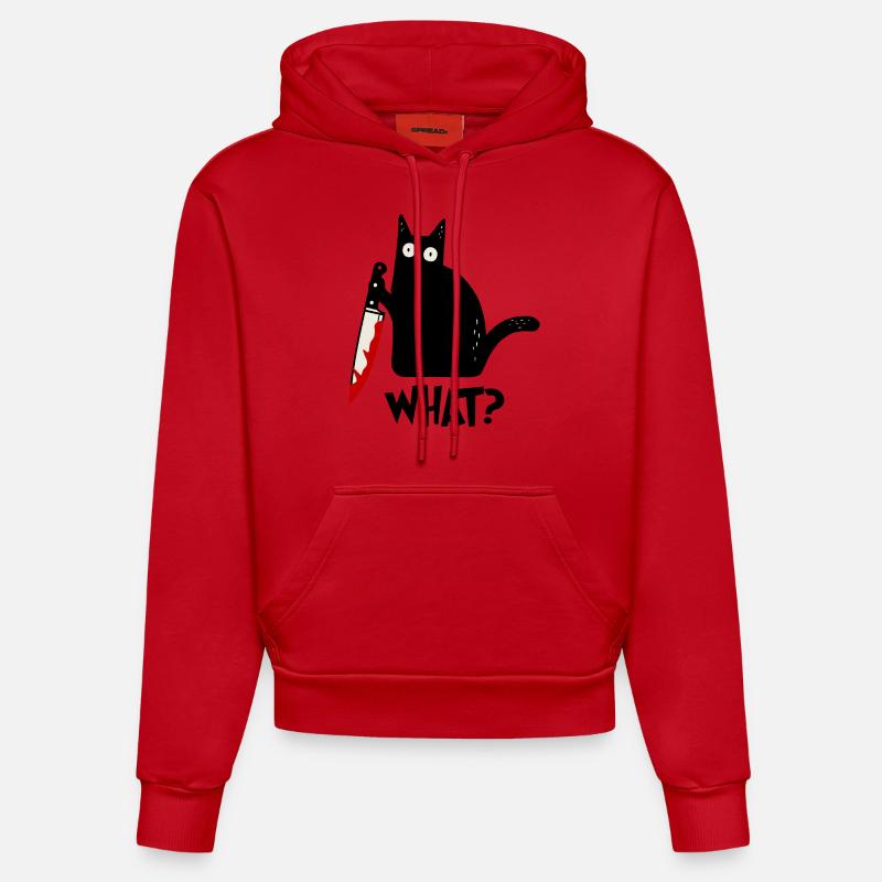 Chat effrayant quel graphique - Sweat à capuche bio ajusté fabriqué en UE - rouge