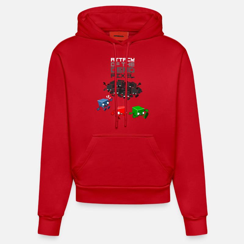 dead pixel - Sweat à capuche bio ajusté fabriqué en UE - rouge