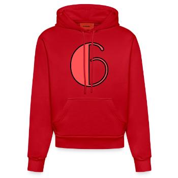 6. 6 YEARS. 6th ANNIVERSARY. BIRTHDAY 6 YEARS - Organic Fitted Hoodie Made in EU - red - Front