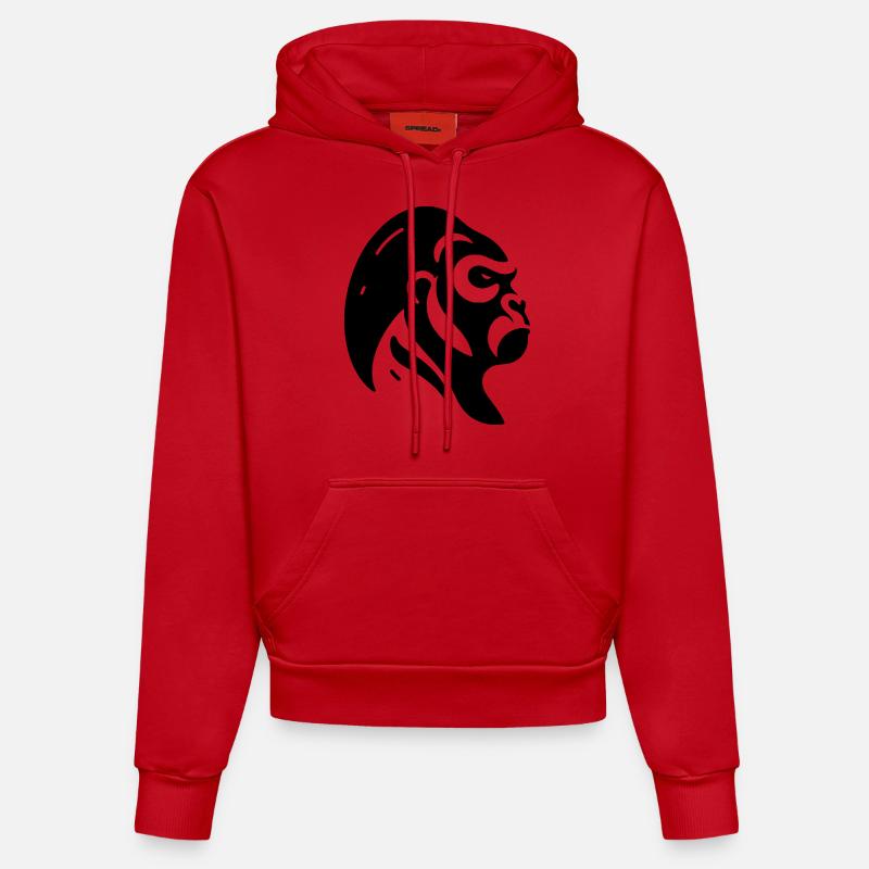 Gorille vectoriel - Sweat à capuche bio ajusté fabriqué en UE - rouge