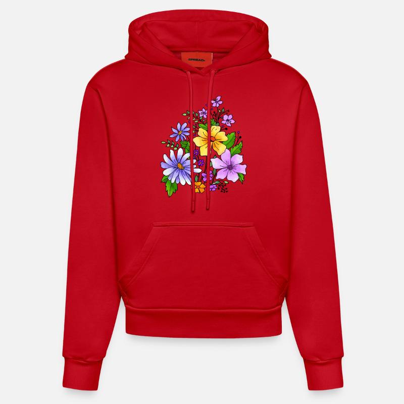 Fleur - Sweat à capuche bio ajusté fabriqué en UE - rouge