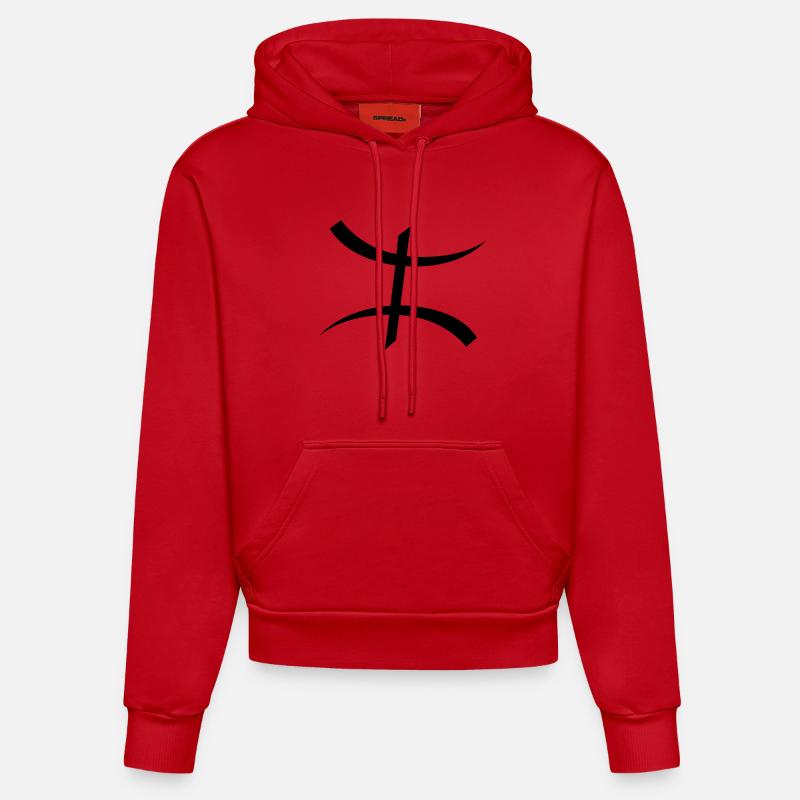 Symbole Kabyle par Helfspawn - Sweat à capuche bio ajusté fabriqué en UE - rouge
