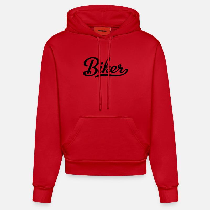 2541614 112658633 biker - Sweat à capuche bio ajusté fabriqué en UE - rouge