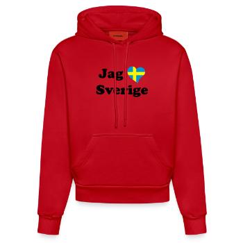 I love Sweden - Organic Fitted Hoodie Made in EU - red - Front