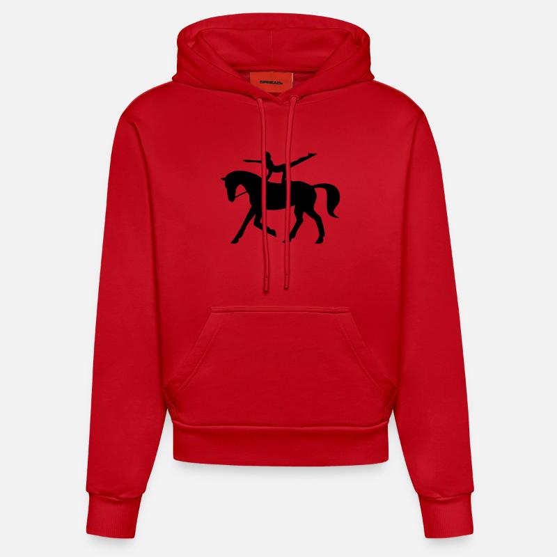 Cheval de saut - Sweat à capuche bio ajusté fabriqué en UE - rouge