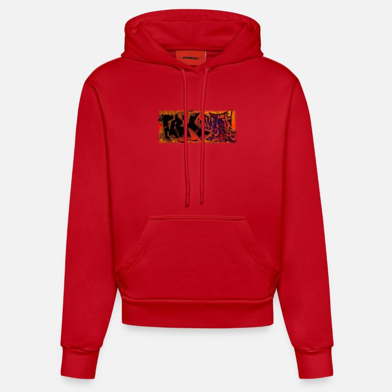 Graffiti - Sweat à capuche bio ajusté fabriqué en UE - rouge