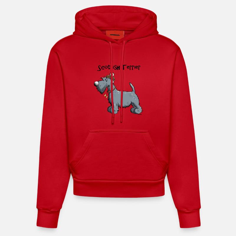 Mignon Scottish Terrier - Sweat à capuche bio ajusté fabriqué en UE - rouge