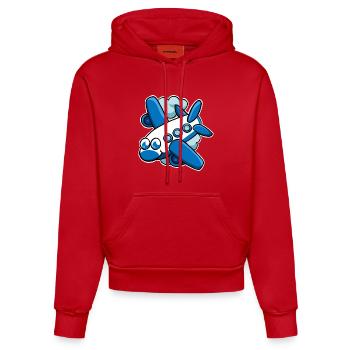 airplane - Organic Fitted Hoodie Made in EU - red - Front