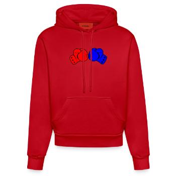 Two boxing gloves red and blue - Organic Fitted Hoodie Made in EU - red - Front