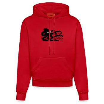8bit pixel octopus - Organic Fitted Hoodie Made in EU - red - Front