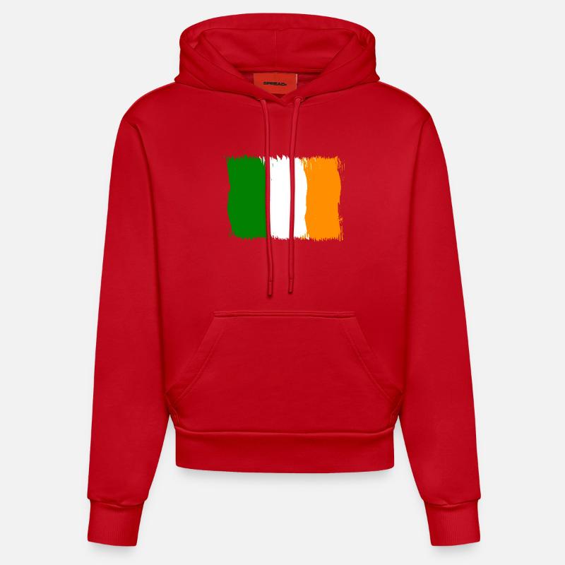Irlande , Drapeau Drapeau Cadeau - Sweat à capuche bio ajusté fabriqué en UE - rouge