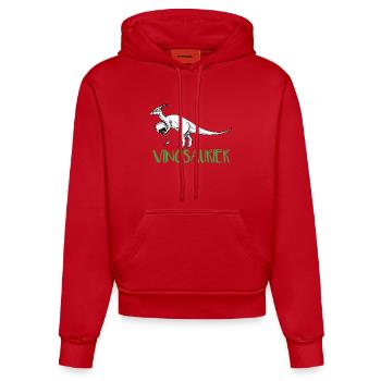 Vinosaurier – lustiges Weinmotiv - Organic Fitted Hoodie Made in EU - Rot - Vorne