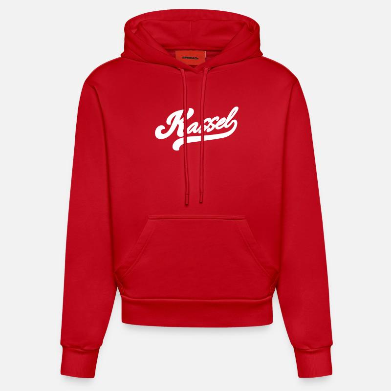 Kassel Rétro - Sweat à capuche bio ajusté fabriqué en UE - rouge