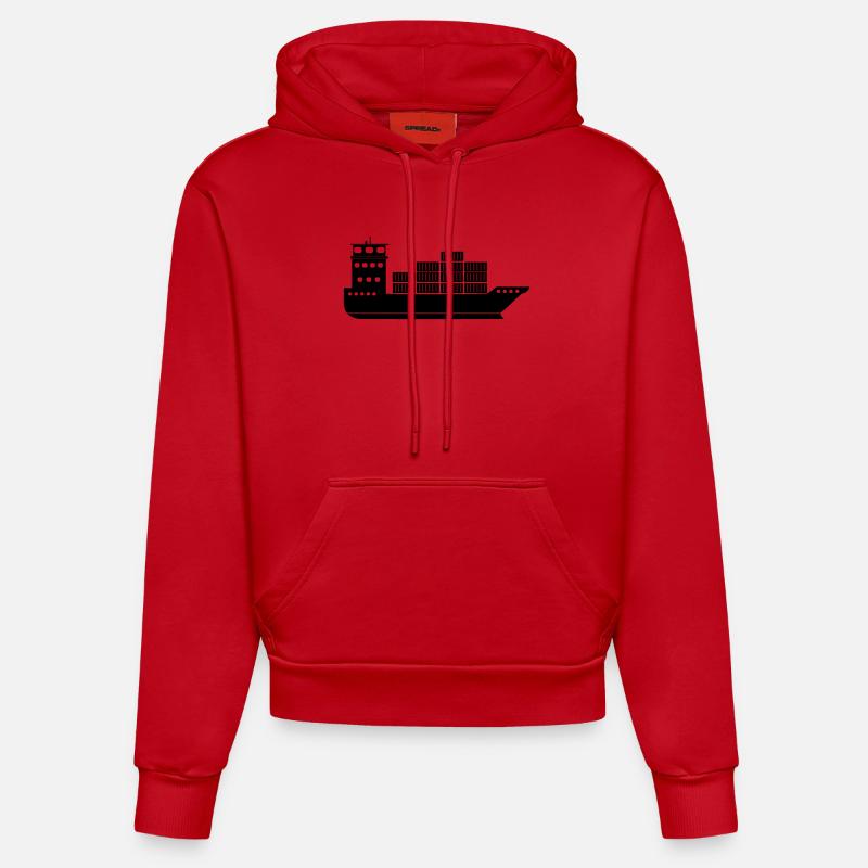 Seecontainerschiff oder Boot mit Containern - Organic Fitted Hoodie Made in EU - Rot