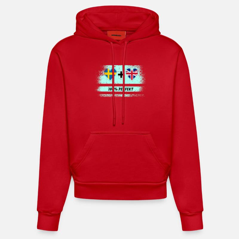 Royaume-Uni & Suède 100% parfait - Sweat à capuche bio ajusté fabriqué en UE - rouge