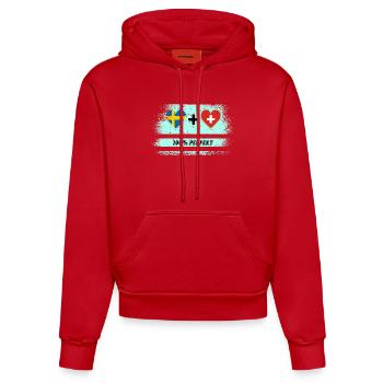 Suisse & Suède 100% Parfait / Cadeau - Sweat à capuche bio ajusté fabriqué en UE - rouge - Devant