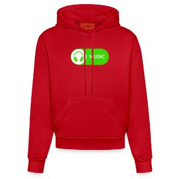 Music button - Organic Fitted Hoodie Made in EU - red - Front