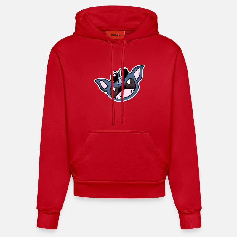 Tête de chauve-souris - Sweat à capuche bio ajusté fabriqué en UE - rouge