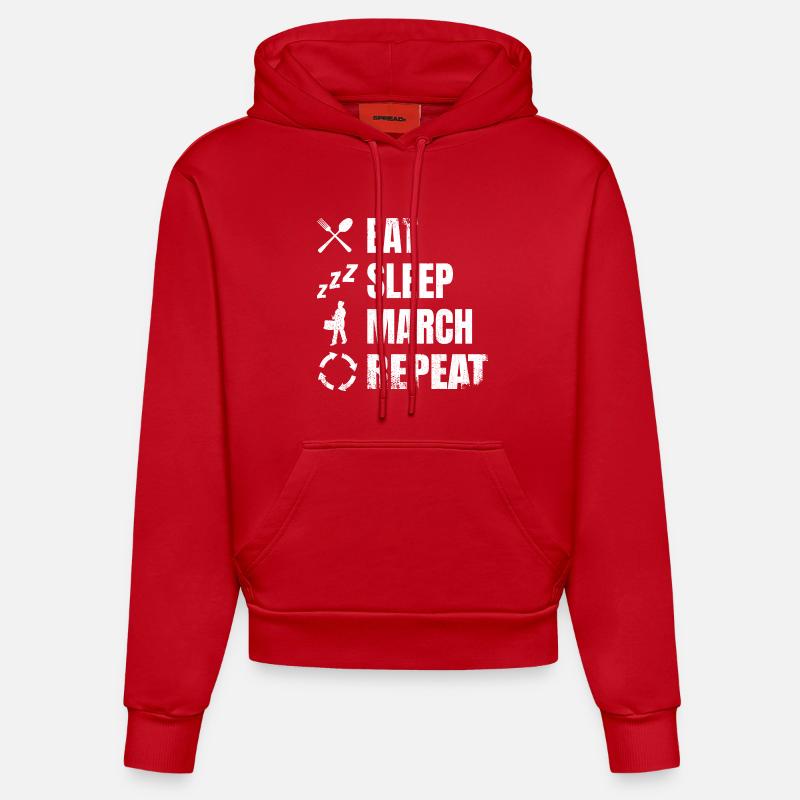 Routine quotidienne du batteur - Sweat à capuche bio ajusté fabriqué en UE - rouge