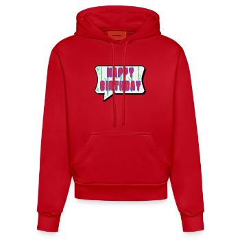 ALLES GUTE ZUM GEBURTSTAG. ALLES GUTE ZUM GEBURTSTAG. JAHRESTAG. - Organic Fitted Hoodie Made in EU - Rot - Vorne