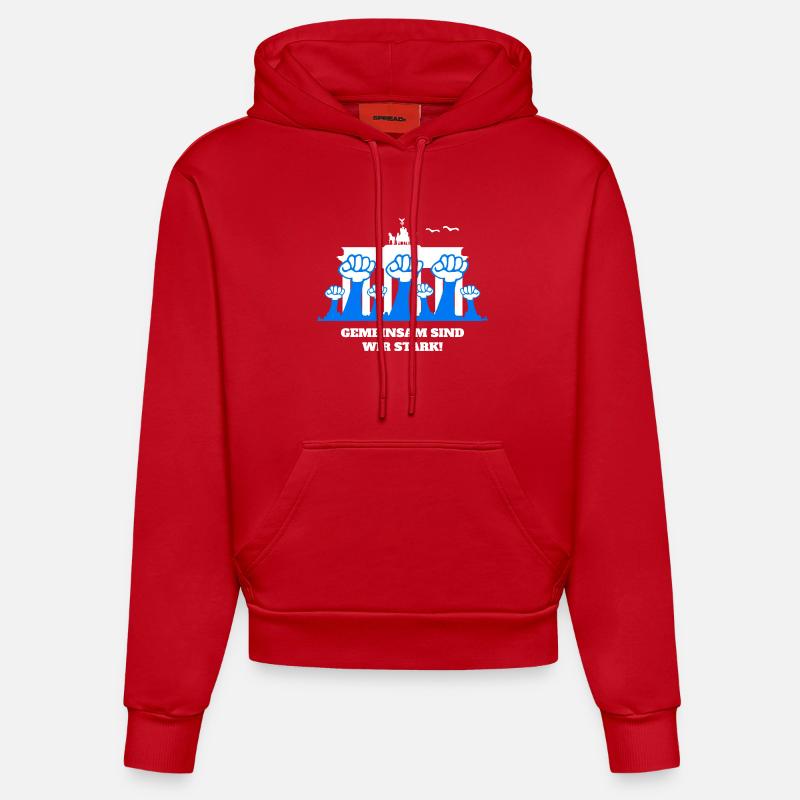 Ensemble, nous sommes forts - Sweat à capuche bio ajusté fabriqué en UE - rouge
