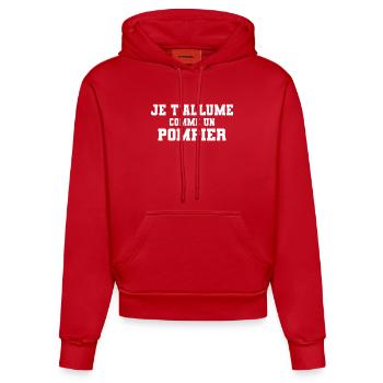 Je t'allume comme un pompier - Sweat à capuche bio ajusté fabriqué en UE - rouge - Devant