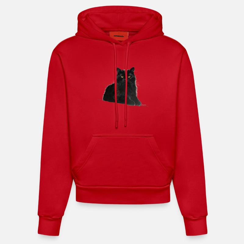 Chat - Sweat à capuche bio ajusté fabriqué en UE - rouge