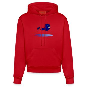 FEIERTAG. FROHE FEIERTAGE. GELIEBTE. MEISTER. LEHRER - Organic Fitted Hoodie Made in EU - Rot - Vorne