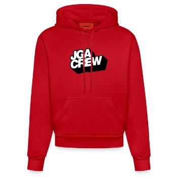 Bachelor Party Crew 3D Typo - Organic Fitted Hoodie Made in EU - red - Front