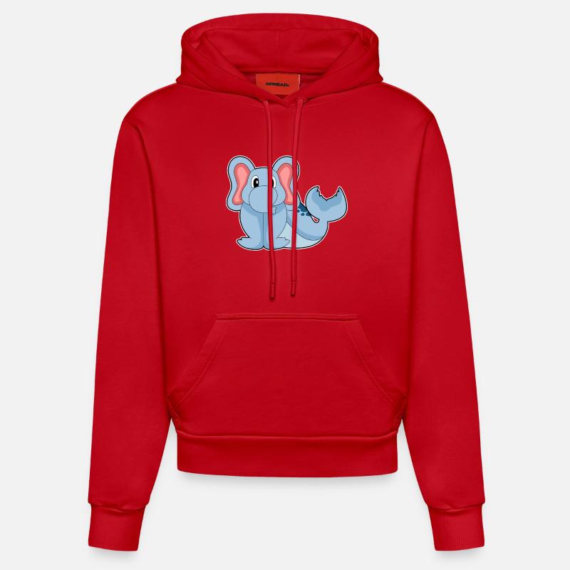 Eléphant de mer - Sweat à capuche bio ajusté fabriqué en UE - rouge