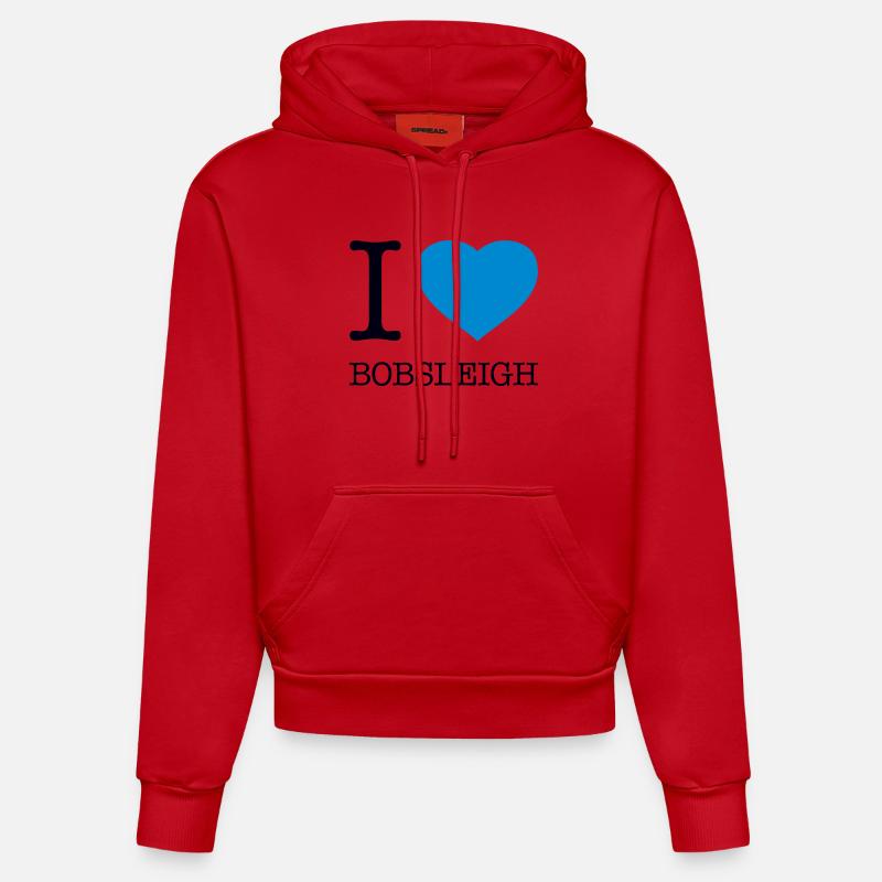 J’ADORE LE BOBSLEIGH Bobfahren - Sweat à capuche bio ajusté fabriqué en UE - rouge