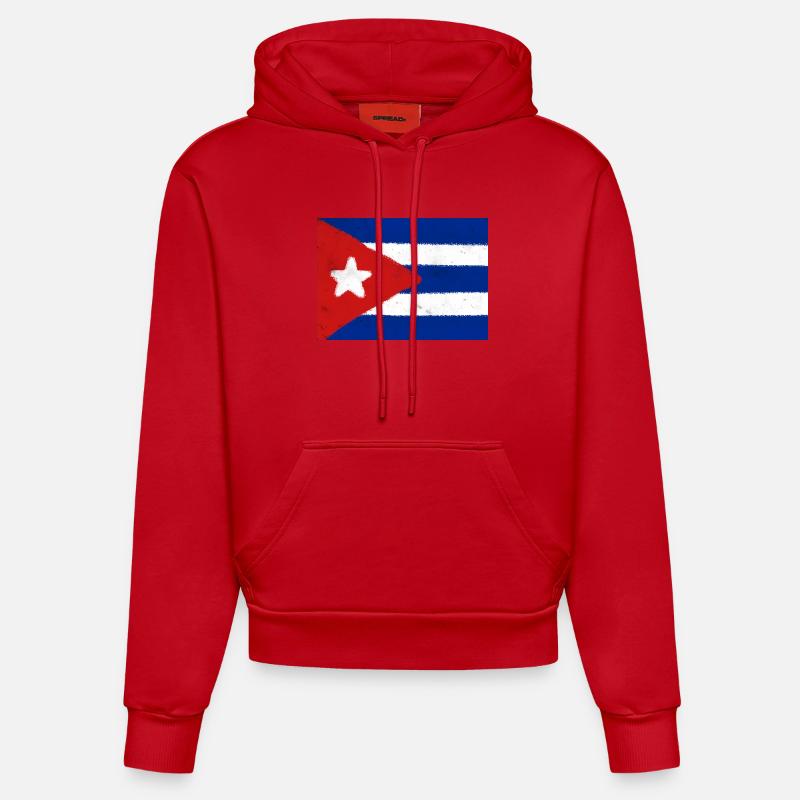 Drapeau de Cuba - Sweat à capuche bio ajusté fabriqué en UE - rouge