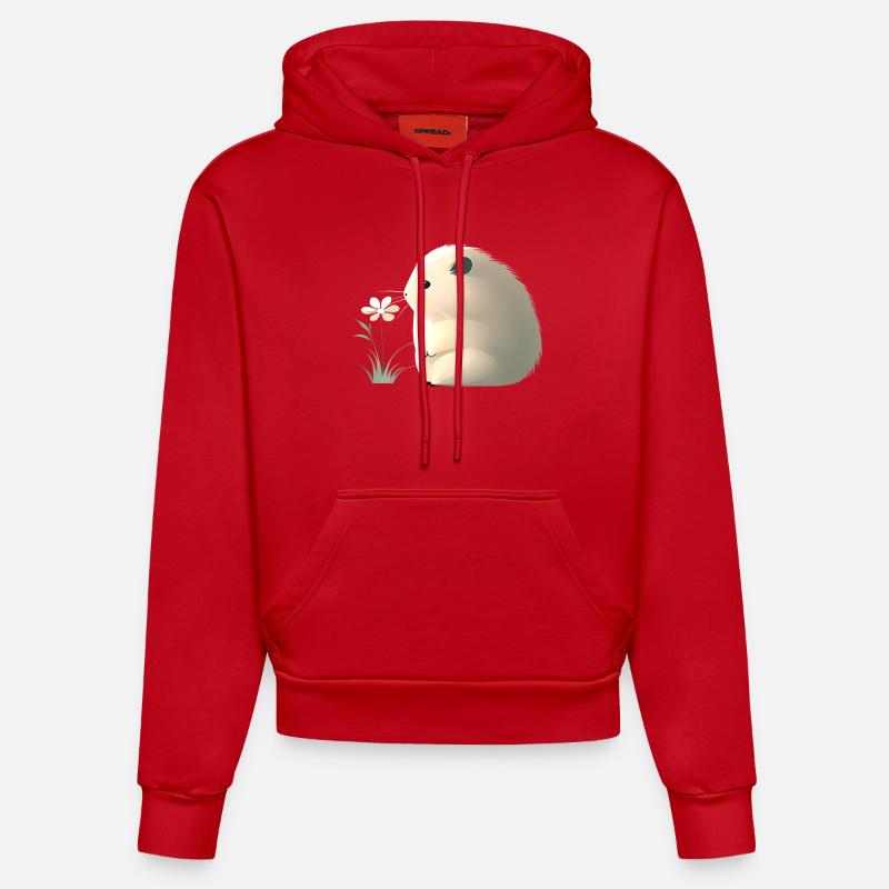 Mignon hamster avec fleur - Sweat à capuche bio ajusté fabriqué en UE - rouge
