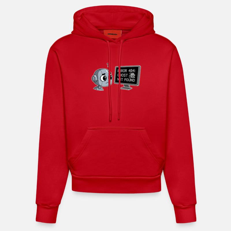 Error 404: Ghost Not Found - Organic Fitted Hoodie Made in EU - Rot