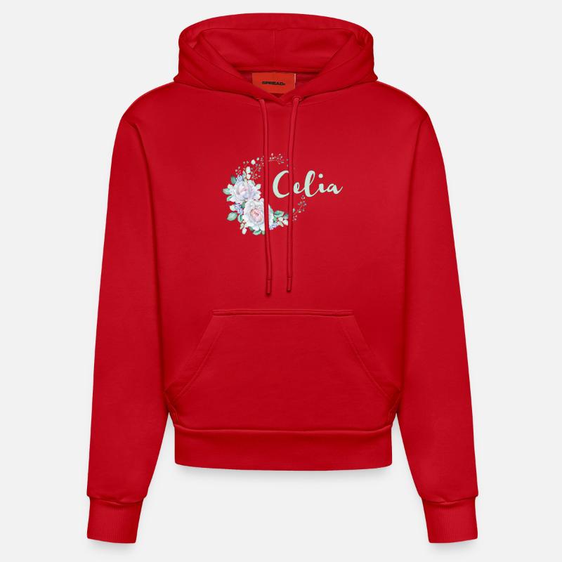 Pour Celia - Sweat à capuche bio ajusté fabriqué en UE - rouge