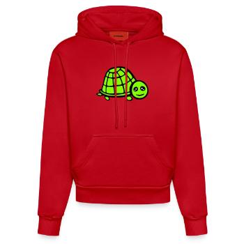 turtle cute smiling happy funny - Organic Fitted Hoodie Made in EU - red - Front
