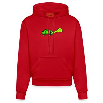 turtle cute smiling happy funny - Organic Fitted Hoodie Made in EU - red - Front
