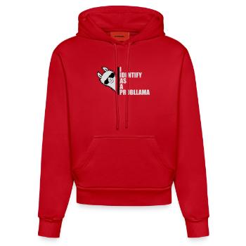 I Identify As A Probllama Cool Lama Problem Spruch - Organic Fitted Hoodie Made in EU - Rot - Vorne