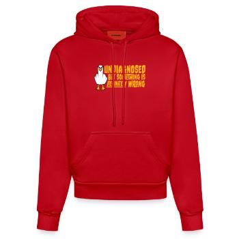 Non diagnostiqué mais quelque chose ne va certainement pas Seagull - Sweat à capuche bio ajusté fabriqué en UE - rouge - Devant