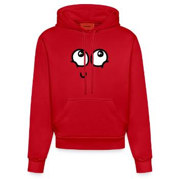 Surcharge de joie - Sweat à capuche bio ajusté fabriqué en UE - rouge - Devant