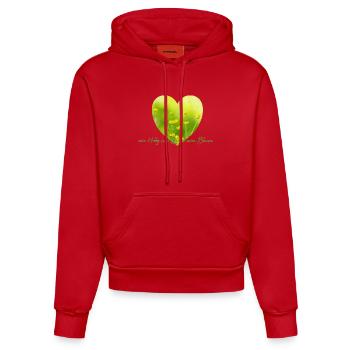 Coeur Fleur Jardin Amour Bouton d’Or Jardin Jardinier - Sweat à capuche bio ajusté fabriqué en UE - rouge - Devant