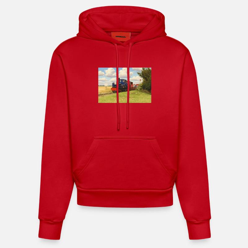 Chemin de fer miniature de campagne - Sweat à capuche bio ajusté fabriqué en UE - rouge