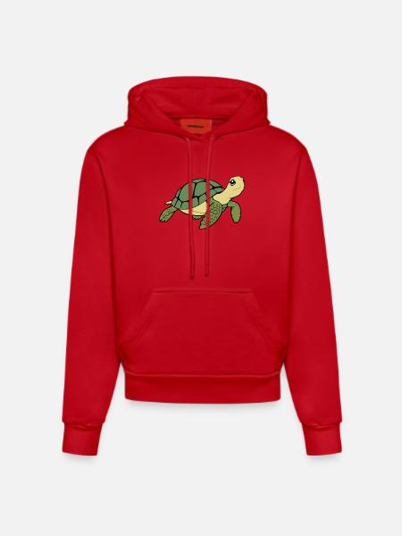 Turtle Turtles - Organic Fitted Hoodie Made in EU - red