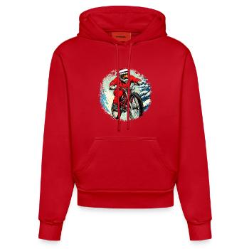 Weihnachten Biker / Mountainbike - Organic Fitted Hoodie Made in EU - Rot - Vorne