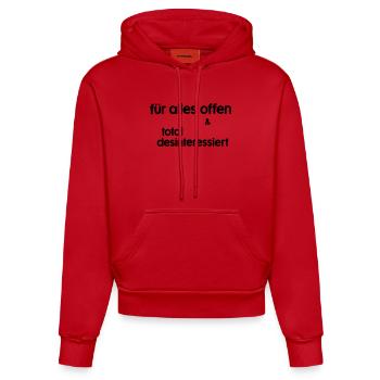 Desinteressiert - Organic Fitted Hoodie Made in EU - Rot - Vorne