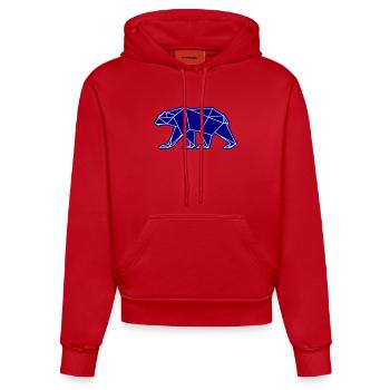 Icône polygonale de l’ours polaire - Sweat à capuche bio ajusté fabriqué en UE - rouge - Devant
