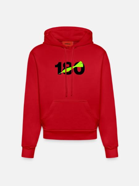180 Triple 20 Perfection! ONEHUNDRETEIGHTY, Darts - Organic Fitted Hoodie Made in EU - red