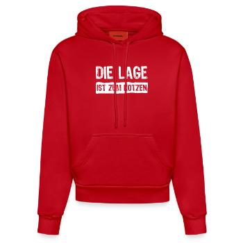 Die Lage ist zum kotzen - Organic Fitted Hoodie Made in EU - Rot - Vorne
