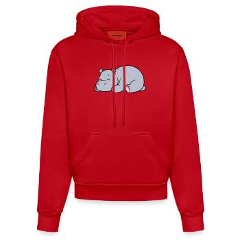 Sleeping Hippopotamus Tired Lazy Vector - Organic Fitted Hoodie Made in EU - red - Front